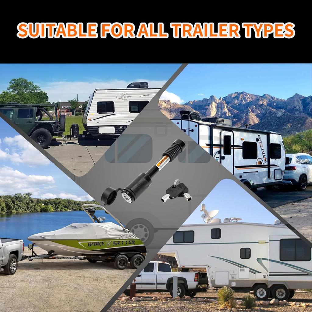 METOWARE Trailer Hitch Lock Hitch Receiver Pin Lock Fits Class III IV V and 2”- 3-1/2" Receiver with 5/8" Dia 4” Lock Pin and 8 Anti-Rattle