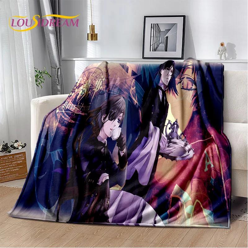 Cartoon Black Butler Anime 3D-Decke, weiche Überwurfdecke für Zuhause, Schlafzimmer, Bett, Sofa, Picknick, Reisen, Büro, Ruhebezug, Decke für Kinder