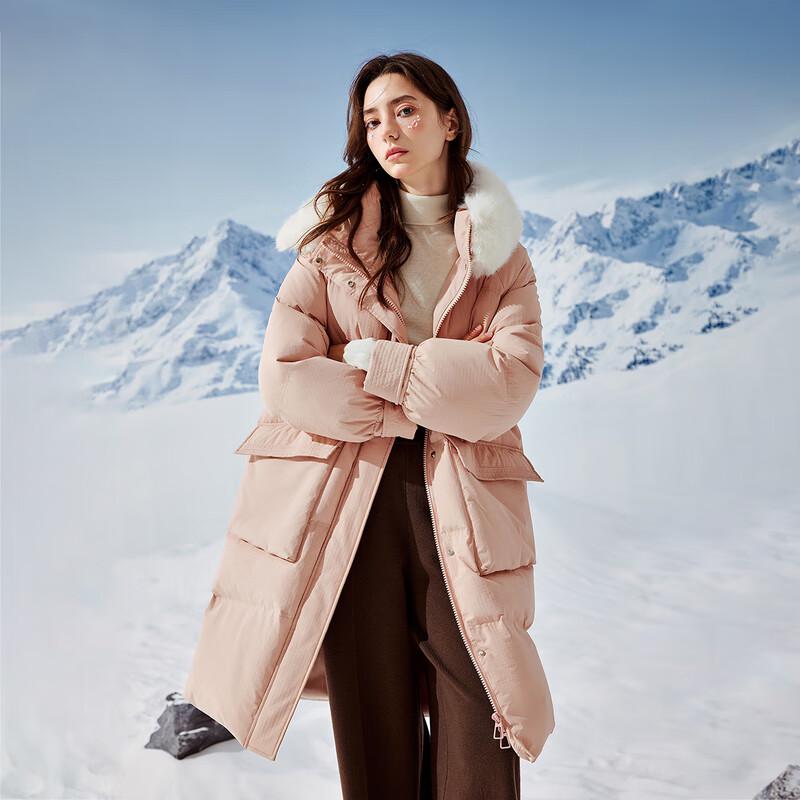 Qiusishui Ren Women's Fashion Fur Collar Mid-length Down Jacket