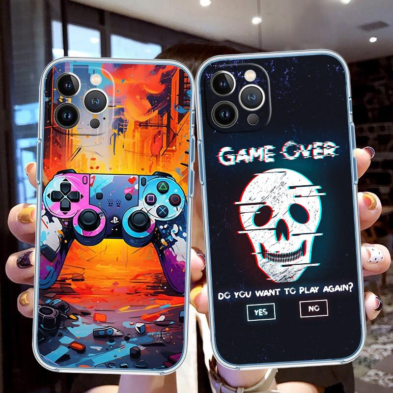 PP37 Game Over Soft Shell Transparent Phone Case for Motorola Moto G7 G8 G9 G84 G85 G73 G24 G15 Z2 Play Power Plus