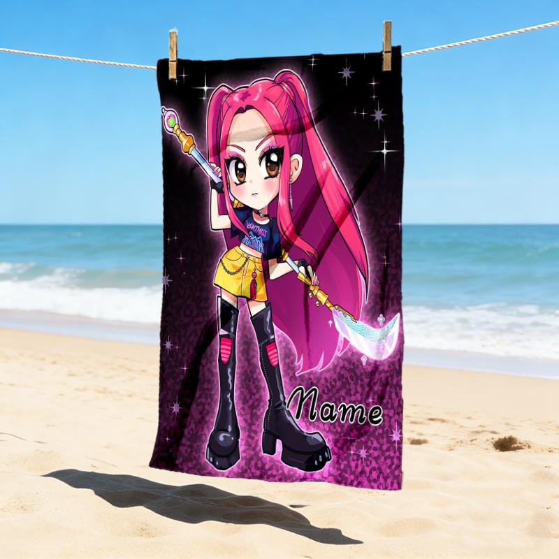 Custom Name Fantasy World Stylish Digital Printing Beach Towel Quick‑Drying Absorbent Blanket for Beach Pool Gym Travel