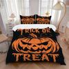 3pcs Halloween Trick or Treat Quilt Set Cartoon Themed Bed Quilt Set Lovely Character Bedroom Decor Bed Quilt Set Four Seasons (1 Cover + 2Pillow