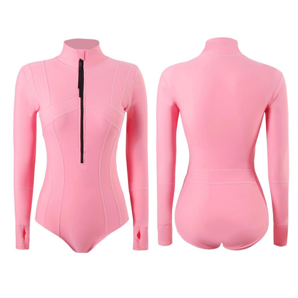 Bañador de Manga Larga de Secado Rápido con Cuello Alto para Mujer - Protector Solar, de una Pieza para Surf, Buceo, Snorkel, Vacaciones en la Playa