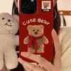 Burgundy Jelly Shell Cute Bear Mobile Phone Case Protective Cover with Lanyard Hole Silicone Solid Color Tpu Protective Cover