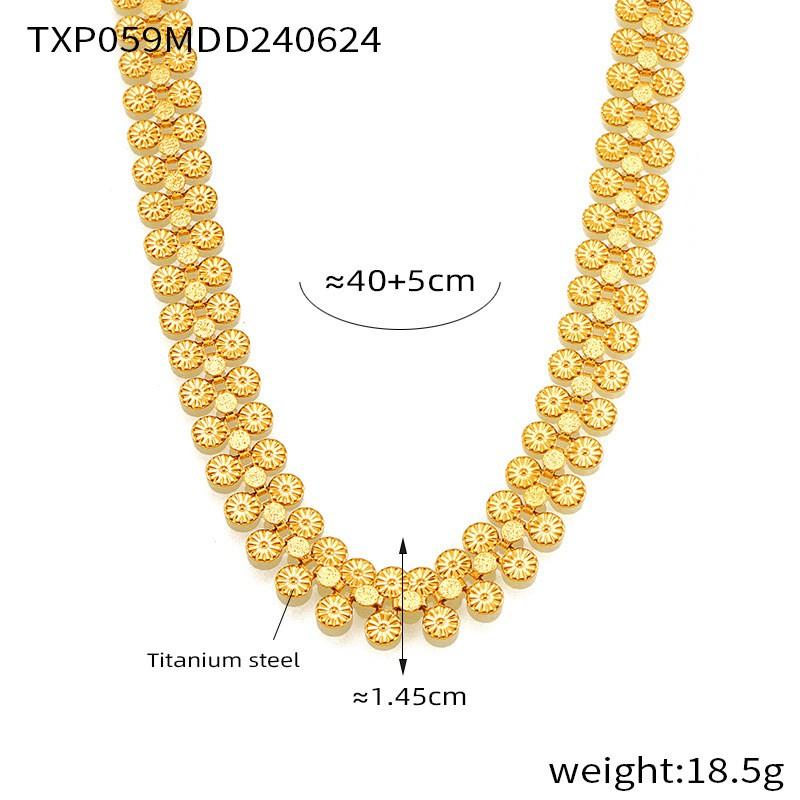 

Круглый Цветок Широкая Цепь Ожерелье 316L Нержавеющая Сталь Браслет Набор Женская Мода Водонепроницаемый Циркон Хип-Хоп Аксессуары