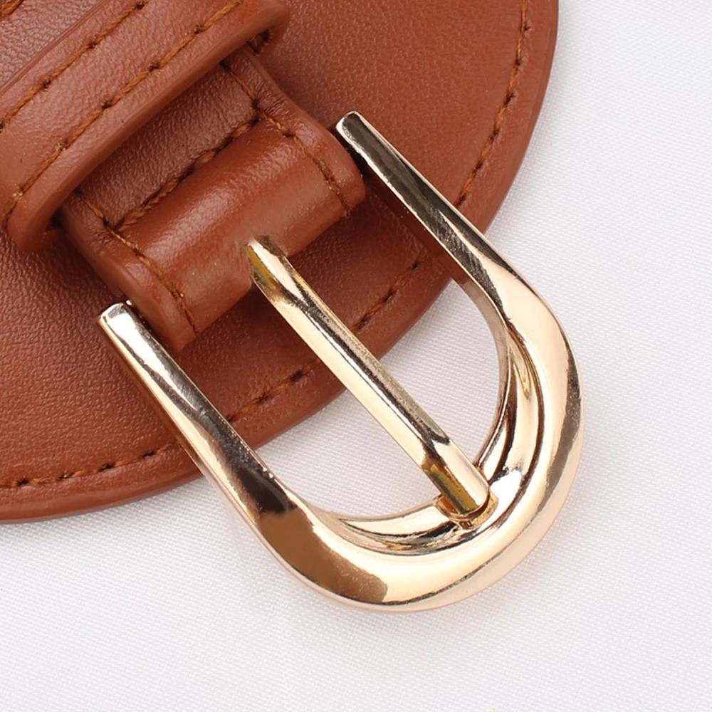Female Camel Buckle Imitation Leather Women Solid Color Wide Belt Dress Waistband Women Waistband