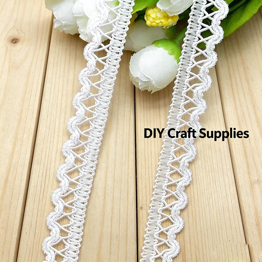 5 meters/16.4ft each pack Wavy Braided Lace Trim Ribbon white Pattern Decorative Fabric Edge for Dress Sewing DIY Craft Wedding Garment Embellishment