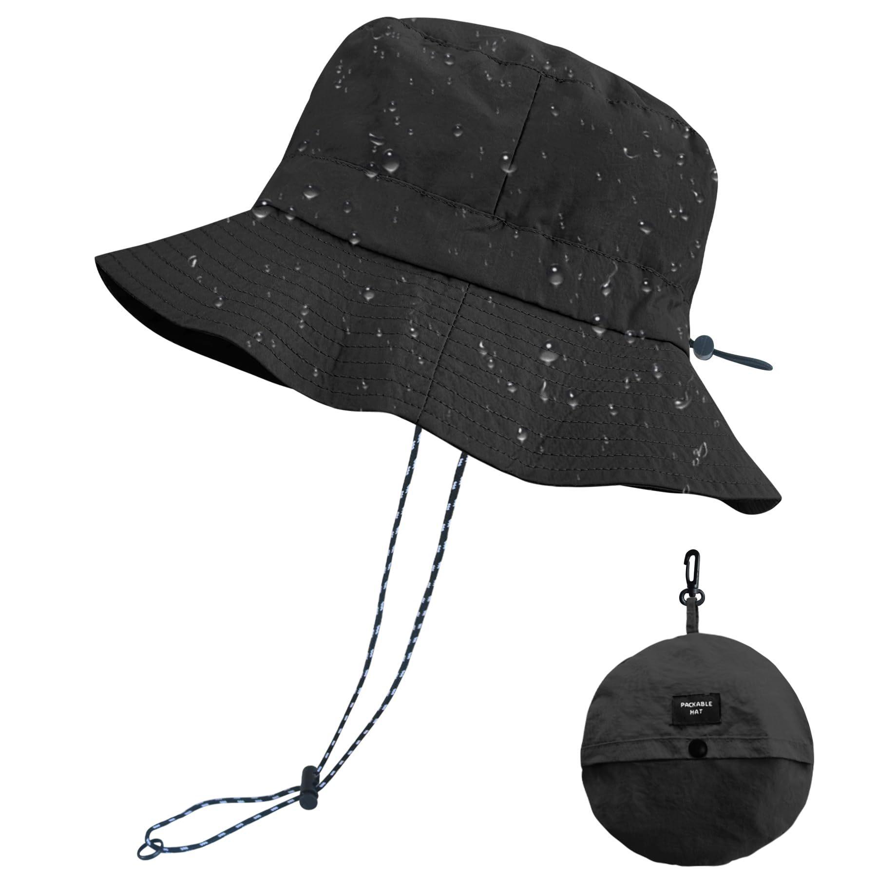 

Waterproof Bucket Hat for Women Men Rain Hat Wide Brim Packable Sun Hat UV Protection Summer Beach Fishing Hiking Safari Hat SEE DETAIL чёрный