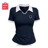 MINISO Women's 2026 Summer Short Sleeve Color Block Polo T-Shirt