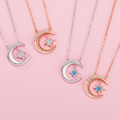 Star Moon Necklace Women Japanese and Korean Simple Student Moon Star Moon Pendant Clavicle Chain Necklace