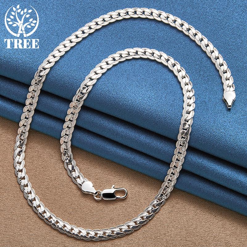 925 Sterling Silver 16/18/20/22/24 Inch 6mm Side Chain Necklace Jewelry