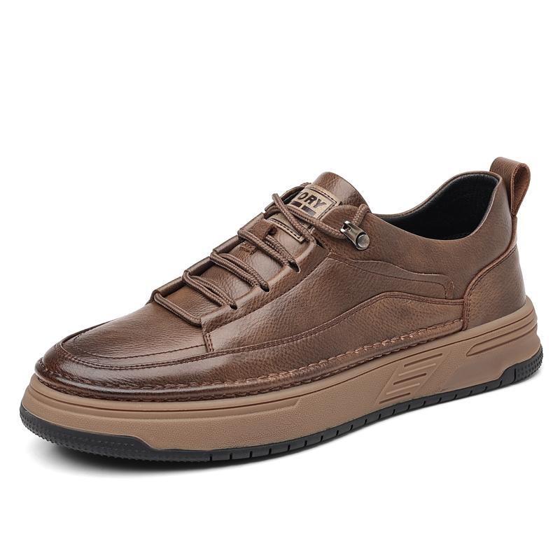 Fashion British Style Men Casual Leather Shoes Fashion Trend Outdoor Antiskid Oxford Shoe Leisure Flat Designer Antiskid Vulcanized Shoe