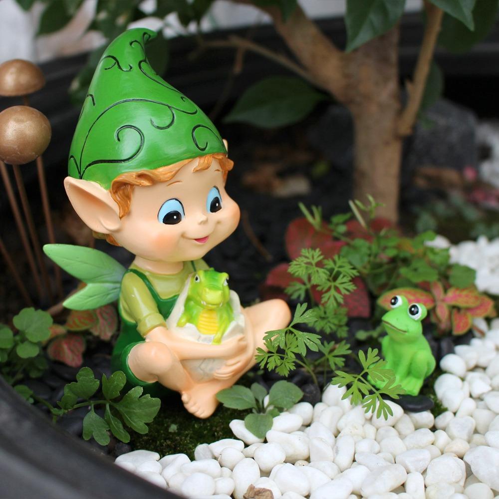 Resin Crafts Garden Elf Decor Funny Frog Figurine Creative Elf Frog Statue  Bonsai Decoration