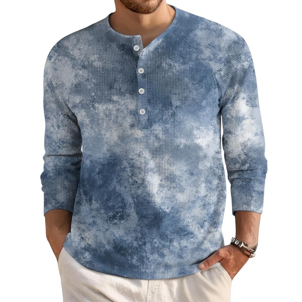 Herren Locker Lässig Button-Down Kragen Langarm Oberteil