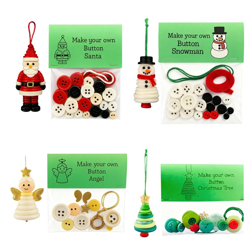 Fun Xmas Button Ornament Making Set DIY Christmas Button Ornament Making Kit Handmade DIY Button Ornament Kit for All Ages