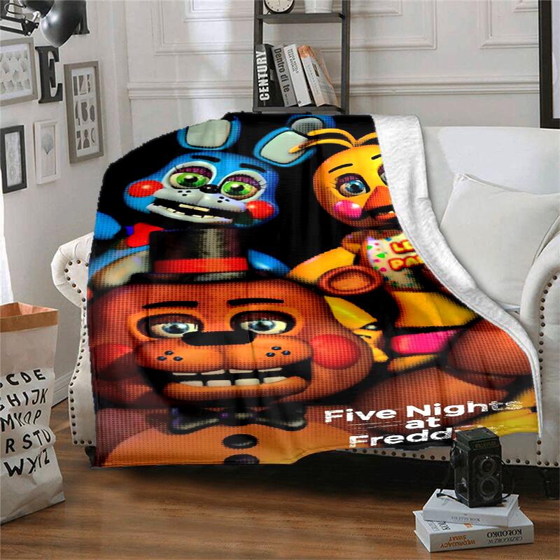 Freddy Bear Flannel Blanket Soft Warm All-Season Throw, Design for Camping, Car Travel, Hiking Sofa, Bed, Office Perfect Gift for Parties