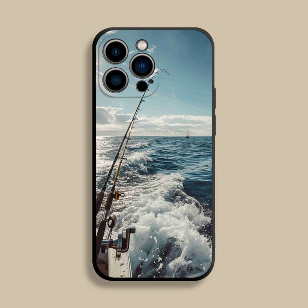 Fishing Leisure Activity Phone Case For iPhone 17,16,15,14,13,12,Pro,Max,Plus,E,SE4,Air,Mini Black Soft Cover