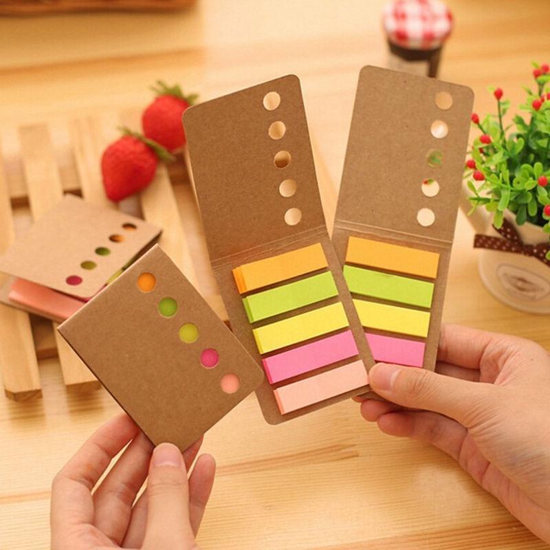 

Novelty Kraft Paper Cover Candy Color Memo Pad N-times Sticky Notes Bookmark Notepad Office Supply