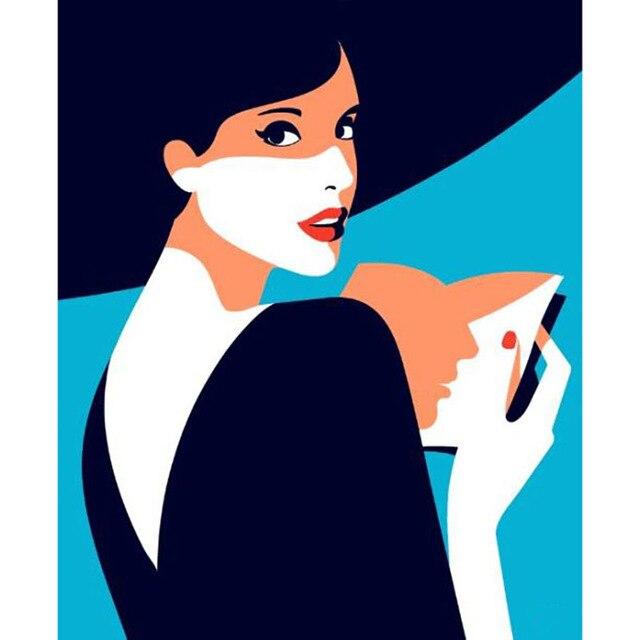 5D diamantová malba ženy Celokulatý vrták Mozaika Diamantové vyšívání "Květinový klobouk krása" Dárek do domácnosti