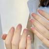 10 Stück Weiße French Tip Hellrosa Press-On-Nägel Kurz Quadratisch Glänzend Full Cover Falsche Nägel Für Damen Und Mädchen