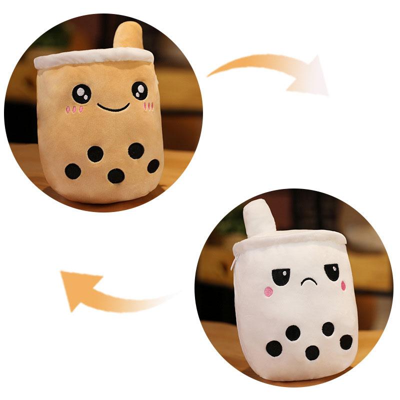 Reversible Secret Pouch Boba Plushie Bubble Tea Milk Plush Doll Soft Toy Stuffed