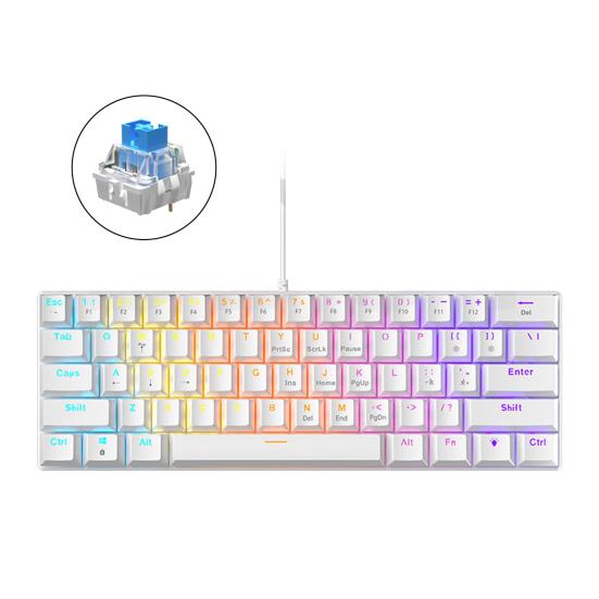 61-клавишная механическая клавиатура с эффектами RGB-подсветки, эргономичный дизайн, регулируемая универсальная проводная игровая клавиатура Plug-Play