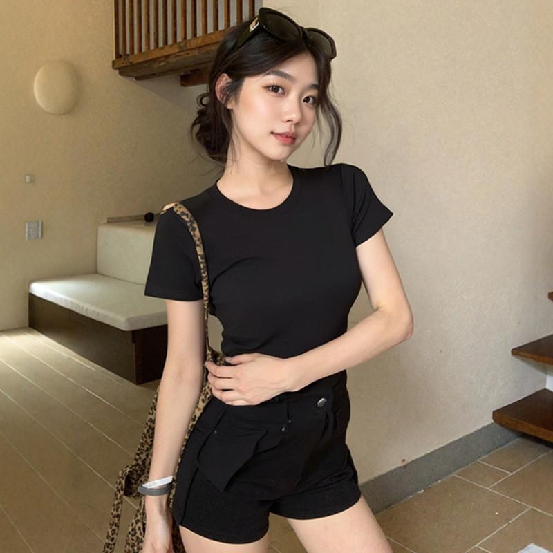 Cotton Short Sleeve T Shirt For Women With Slim Fit And Round Neck Summer Casual Style