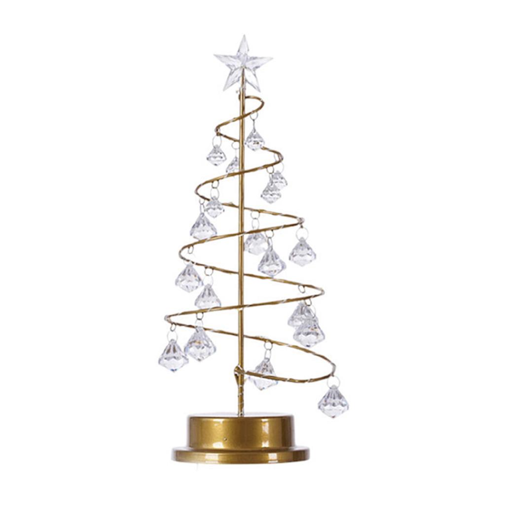 Christmas Crystal Tree Lamp Acrylic Crystal Pendant Christmas Decorative Desk Lamp for Bedroom