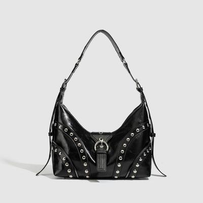 Commuter American Retro Rivet Locomotive Bag Female Niche Design Sweet And Spicy Style Single Shoulder Underarm Bag Female