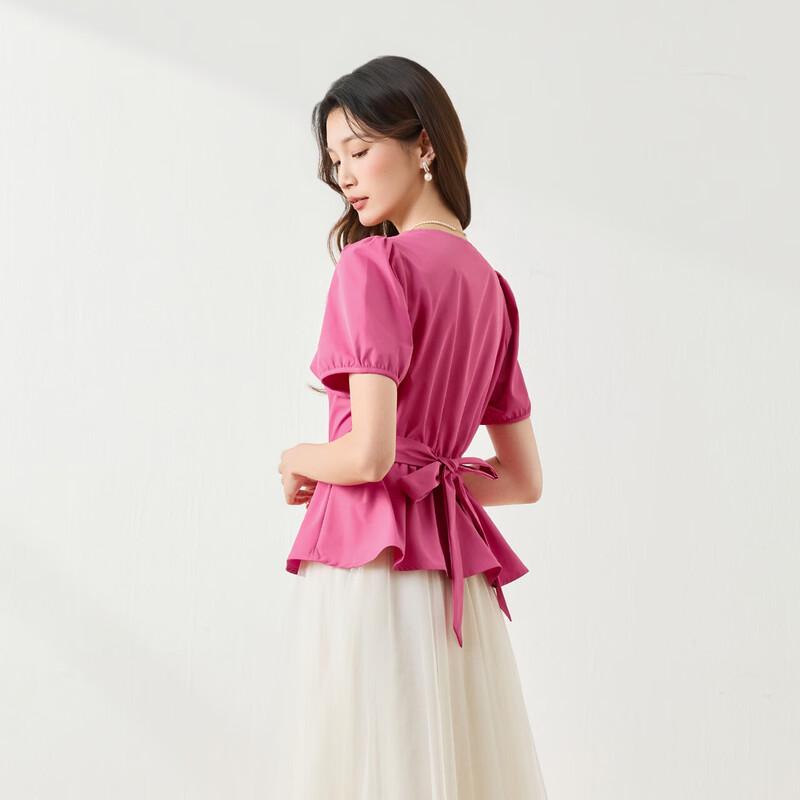 IEF Elegant French Style Waist-Cinching Dress Top