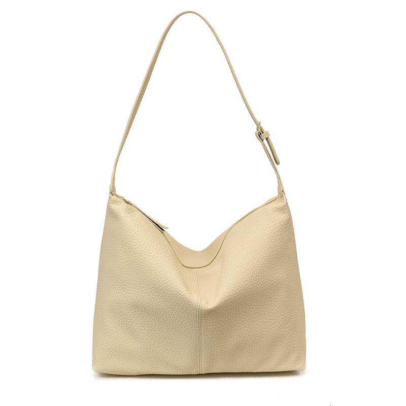 Korean version of foreign style texture bag women's 2025 new large-capacity casual shoulder messenger bag fashionable solid color tote bag