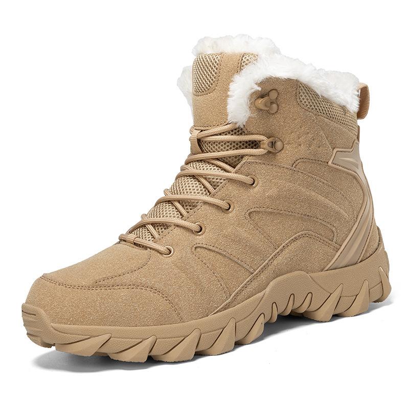 Large size military boots men's velvet thermal snow boots outdoor hiking boots men's combat boots high top field boots