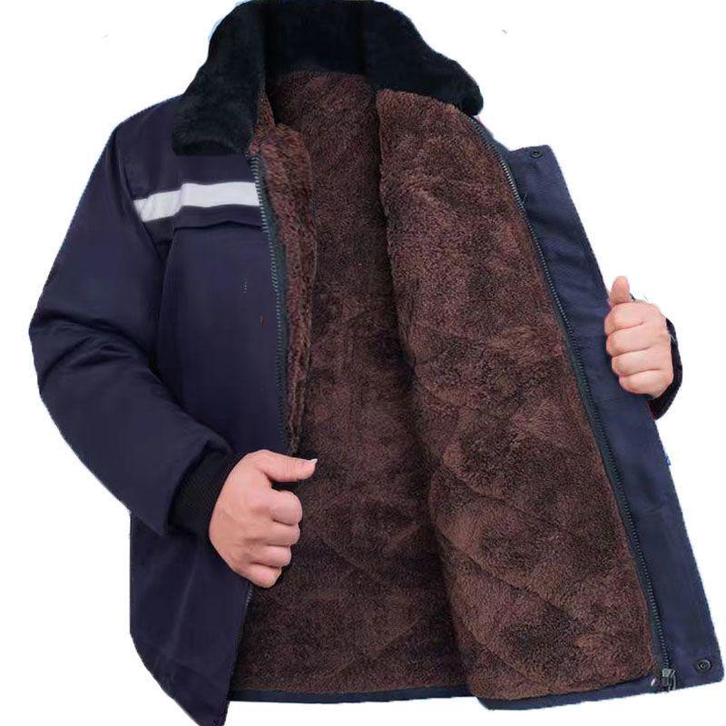 Winter Plus Velvet Thickened Work Jacket - Warm, Reflective, and Dirt-Resistant Cotton Jacket for Men and Women