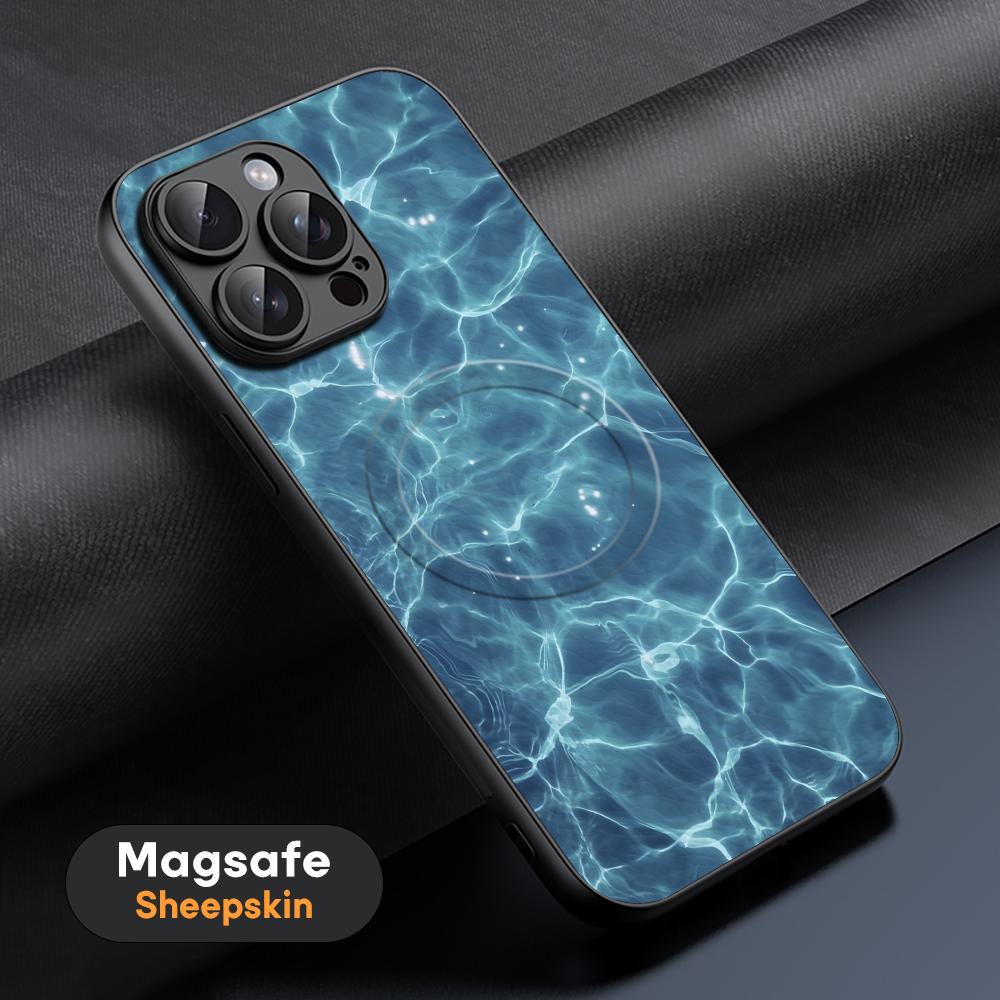 HD Seawater Art Popular Phone Case For iPhone 17 16 15 14 13 12 11 Plus Pro Max  High-end Luxury Magsafe Sheepskin