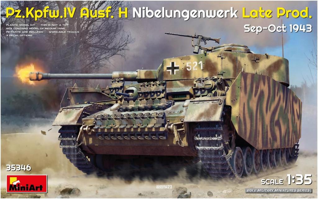 Miniart 1/35 Scale Pz.Kpfw. IV Ausf.H, Nibelungenwerke Late Production, September-October 1943 Plastic Model Kit MA35346