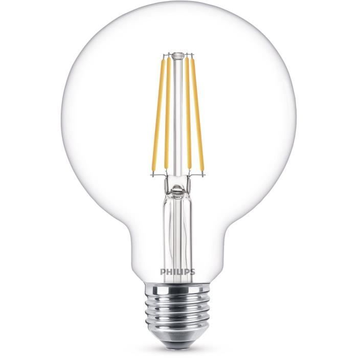 Ampoule LED Globe E27 - PHILIPS - 6W Équivalent 60W - Blanc Chaud