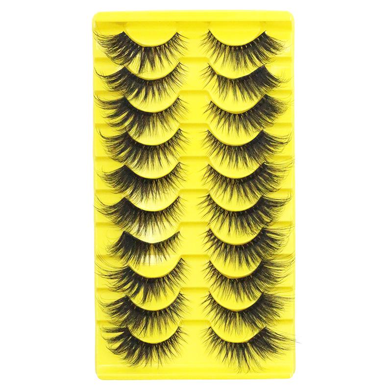 European Natural 3D False Eyelashes with Curled Stiff Stem - Dense, One-Piece Whole Strip