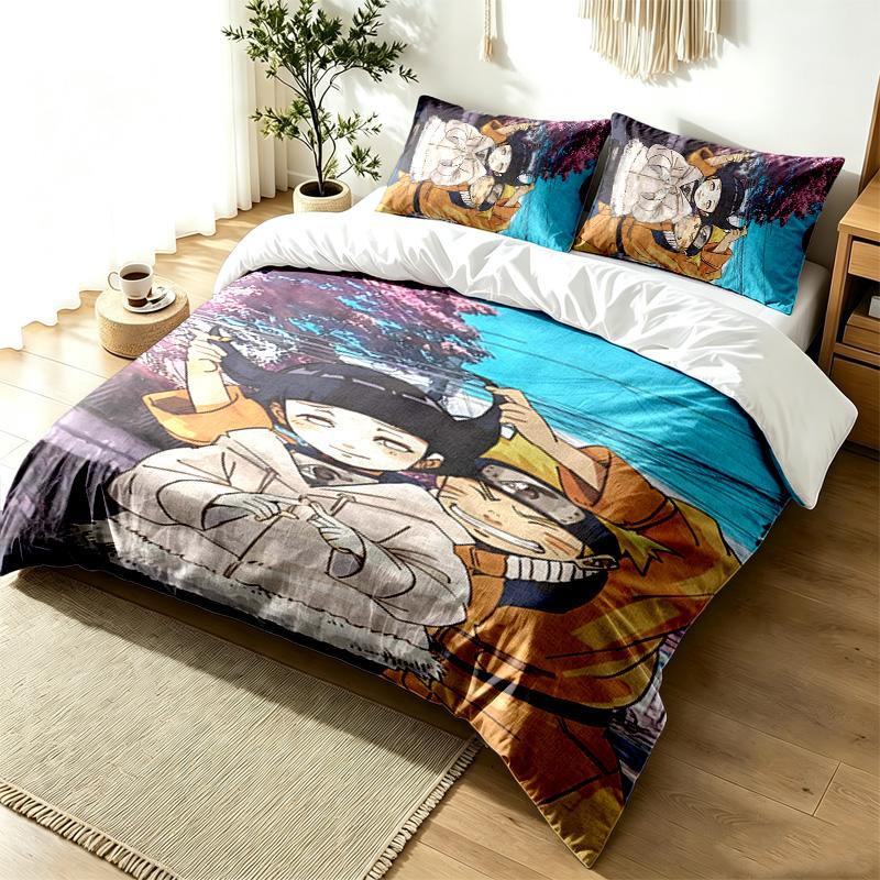 Hyuga Hinata 3pc Duvet Cover Set Simple Modern Bedding Set Wrinkle Resistant Soft Fabric All Season Use a perfect gift