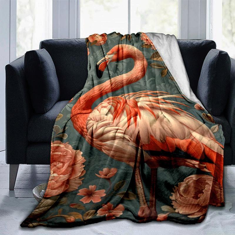 

1pc Flamingo Printing Lightweight Flannel Blanket, Comfortable and Warm Blanket, for Camping Sofa Bed and Couch Office, Gift 100x150cm