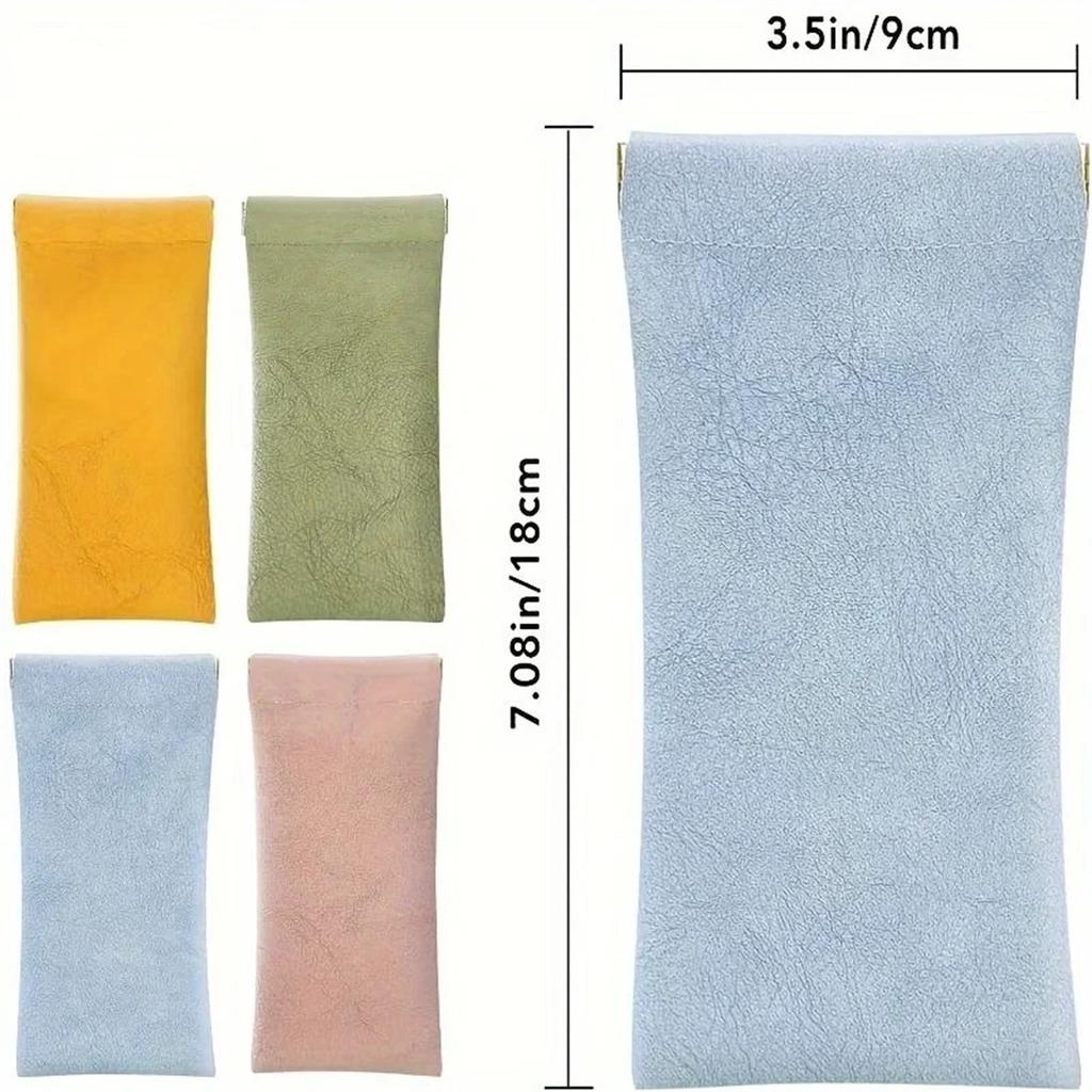 1/4pcs Glasses Home Storage Glasses Bag Cortex Texture Glasses Storage Shrapnel Mouth Automatic Closed Glasses Case Storage Bags