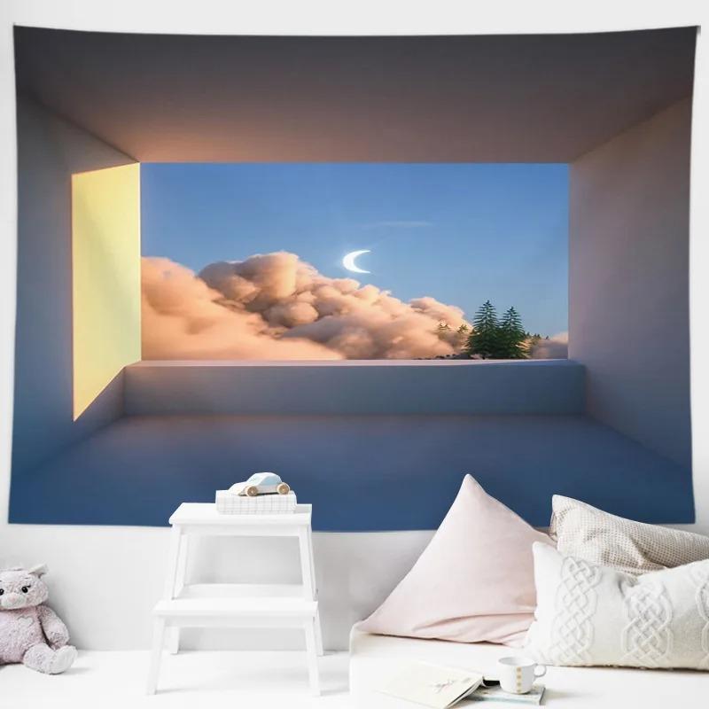 Home Wall Decoration Tapestry Window Scenery Background Hanging Cloth Bedroom Living Room Tapestry