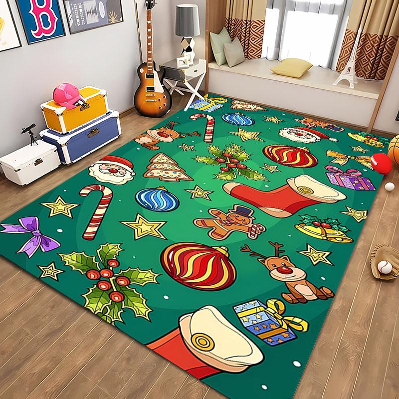 3D Christmas Cartoon Carpet, Living Room Bedroom Home Decor Carpet Garden Lawn Carpet Kitchen Kids Bedroom Mat Christmas Present