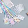New Plastic Card Sleeves with Lanyard Transparent ID Card Protective Film Student ID Card Holder