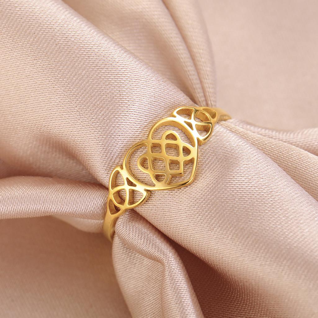 LIKGREAT Classic Hollow Love Heart Celtics Knot Rings Vintage Silver Color Wedding Party Gifts For Women Fashion Amulet Jewelry