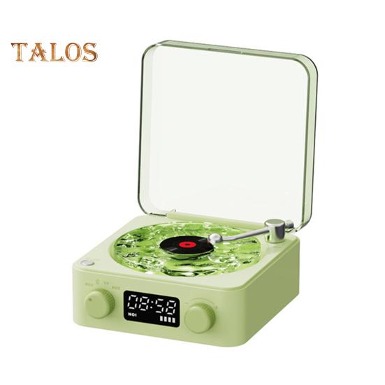 

Машина с белым шумом и ночником Ретро-проигрыватель в форме перезаряжаемого Bluetooth-совместимого динамика Настольный будильник зелёный