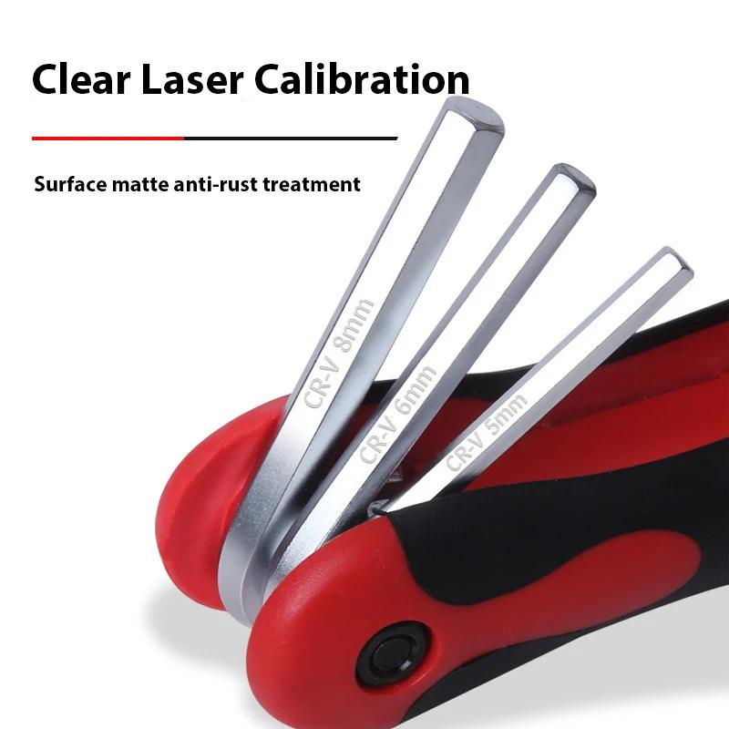 8 In 1 Folding Hexagonal Wrench Set Motorcycle Universal Portable Service Kit Motorbike Repair Tools T-shaped Screwdriver