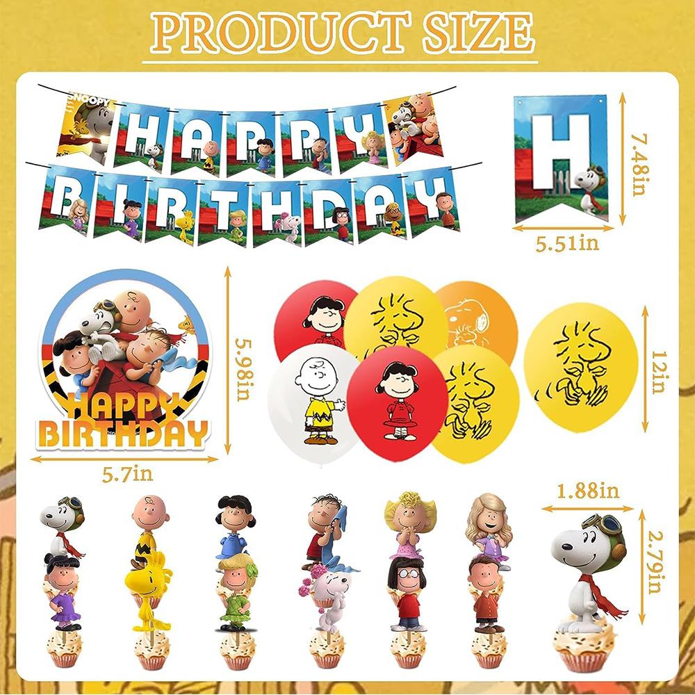 30pcs Snoopy Themed Party Supplies Include Banner Cake Topper Balloons