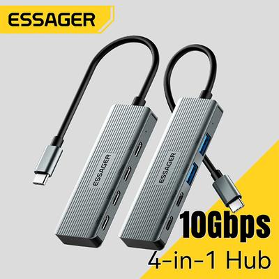 Essager 4 v 1 Type C na USB Hub 4 Porty USB3.2 Gen 2 Prenosný Vysokorýchlostný Rozbočovač Adaptér Pre Macbook Pro Počítačové Príslušenstvo
