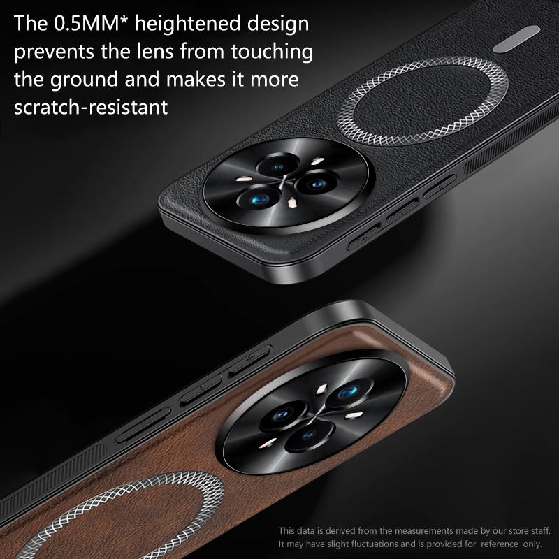 Luxury PU Leather Case For Realme 14 Pro 5G Magsafe Magnetic Metal Ring Lens Protection Shockproof Cover For Realme 13 Pro+ 5G