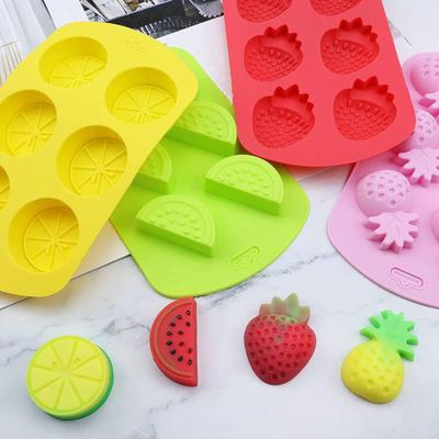 6-Fächer Obst Silikon Süßigkeitenform Einfach zu bedienen Antihaft Eiswürfelform Spülmaschinenfest Lebensmittelqualität Schokolade Hartbonbon Backform